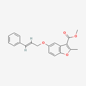 molecular formula C20H18O4 B2833464 methyl 2-methyl-5-{[(2E)-3-phenylprop-2-en-1-yl]oxy}-1-benzofuran-3-carboxylate CAS No. 307552-15-4