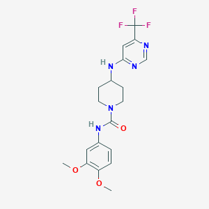 molecular formula C19H22F3N5O3 B2833474 N-(3,4-dimethoxyphenyl)-4-{[6-(trifluoromethyl)pyrimidin-4-yl]amino}piperidine-1-carboxamide CAS No. 2415564-65-5