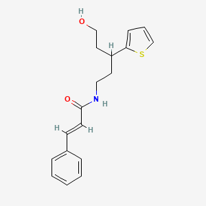 molecular formula C18H21NO2S B2833497 N-(5-hydroxy-3-(thiophen-2-yl)pentyl)cinnamamide CAS No. 2035007-74-8
