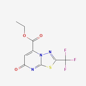 molecular formula C9H6F3N3O3S B2833498 Ethyl 7-oxo-2-(trifluoromethyl)-[1,3,4]thiadiazolo[3,2-a]pyrimidine-5-carboxylate CAS No. 82077-86-9