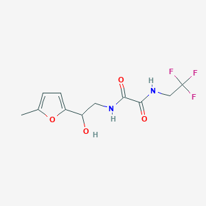 molecular formula C11H13F3N2O4 B2833549 N1-(2-hydroxy-2-(5-methylfuran-2-yl)ethyl)-N2-(2,2,2-trifluoroethyl)oxalamide CAS No. 1257552-42-3