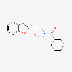 molecular formula C18H21NO3 B2833567 N-[2-(1-benzofuran-2-yl)-2-hydroxypropyl]cyclohex-3-ene-1-carboxamide CAS No. 2034277-30-8
