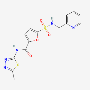 molecular formula C14H13N5O4S2 B2833625 N-(5-methyl-1,3,4-thiadiazol-2-yl)-5-(N-(pyridin-2-ylmethyl)sulfamoyl)furan-2-carboxamide CAS No. 1170457-70-1