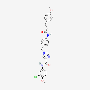 B2833660 N-(3-chloro-4-methoxyphenyl)-1-(4-(3-(4-methoxyphenyl)propanamido)benzyl)-1H-imidazole-4-carboxamide CAS No. 1251562-71-6
