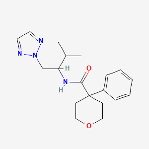 molecular formula C19H26N4O2 B2833691 N-(3-methyl-1-(2H-1,2,3-triazol-2-yl)butan-2-yl)-4-phenyltetrahydro-2H-pyran-4-carboxamide CAS No. 2034267-04-2