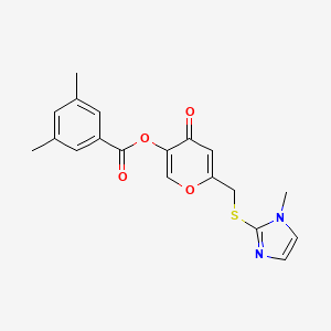molecular formula C19H18N2O4S B2833754 6-(((1-methyl-1H-imidazol-2-yl)thio)methyl)-4-oxo-4H-pyran-3-yl 3,5-dimethylbenzoate CAS No. 896307-17-8