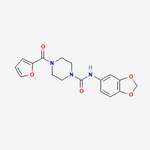 molecular formula C17H17N3O5 B2833763 N-(2H-1,3-benzodioxol-5-yl)-4-(furan-2-carbonyl)piperazine-1-carboxamide CAS No. 708242-45-9