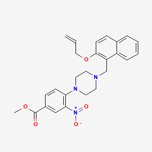 molecular formula C26H27N3O5 B2833770 methyl 3-nitro-4-(4-{[2-(prop-2-en-1-yloxy)naphthalen-1-yl]methyl}piperazin-1-yl)benzoate CAS No. 866149-67-9