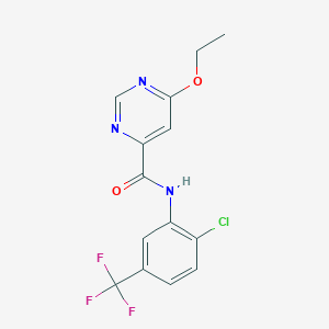 molecular formula C14H11ClF3N3O2 B2833838 N-[2-chloro-5-(trifluoromethyl)phenyl]-6-ethoxypyrimidine-4-carboxamide CAS No. 2034634-22-3