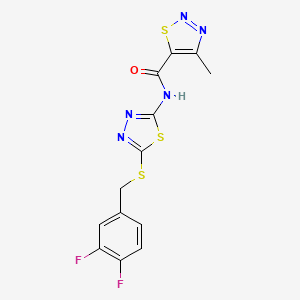 molecular formula C13H9F2N5OS3 B2833839 N-(5-((3,4-difluorobenzyl)thio)-1,3,4-thiadiazol-2-yl)-4-methyl-1,2,3-thiadiazole-5-carboxamide CAS No. 1351591-28-0