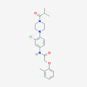 molecular formula C23H28ClN3O3 B283389 N-[3-chloro-4-(4-isobutyryl-1-piperazinyl)phenyl]-2-(2-methylphenoxy)acetamide 