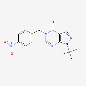 molecular formula C16H17N5O3 B2833919 1-(tert-butyl)-5-(4-nitrobenzyl)-1H-pyrazolo[3,4-d]pyrimidin-4(5H)-one CAS No. 863448-21-9