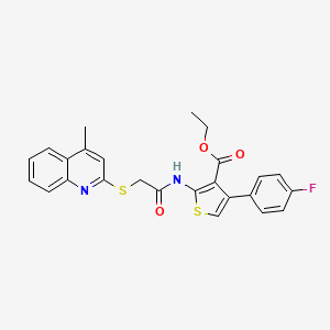 molecular formula C25H21FN2O3S2 B2833938 ETHYL 4-(4-FLUOROPHENYL)-2-{2-[(4-METHYLQUINOLIN-2-YL)SULFANYL]ACETAMIDO}THIOPHENE-3-CARBOXYLATE CAS No. 671198-87-1