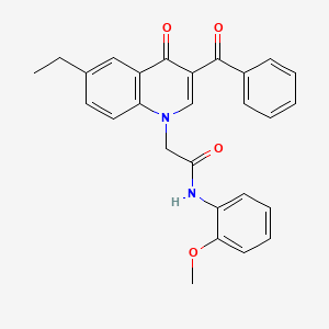 molecular formula C27H24N2O4 B2833951 2-(3-benzoyl-6-ethyl-4-oxo-1,4-dihydroquinolin-1-yl)-N-(2-methoxyphenyl)acetamide CAS No. 897624-61-2