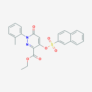 molecular formula C24H20N2O6S B2833960 Ethyl 4-((naphthalen-2-ylsulfonyl)oxy)-6-oxo-1-(o-tolyl)-1,6-dihydropyridazine-3-carboxylate CAS No. 899959-55-8