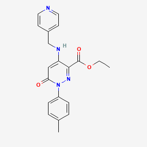 molecular formula C20H20N4O3 B2833978 Ethyl 6-oxo-4-((pyridin-4-ylmethyl)amino)-1-(p-tolyl)-1,6-dihydropyridazine-3-carboxylate CAS No. 921989-86-8