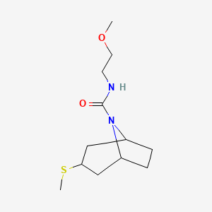 molecular formula C12H22N2O2S B2833985 (1R,5S)-N-(2-methoxyethyl)-3-(methylthio)-8-azabicyclo[3.2.1]octane-8-carboxamide CAS No. 1705092-69-8