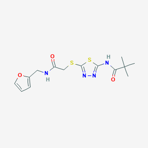 molecular formula C14H18N4O3S2 B2833997 N-(5-((2-((furan-2-ylmethyl)amino)-2-oxoethyl)thio)-1,3,4-thiadiazol-2-yl)pivalamide CAS No. 868977-02-0