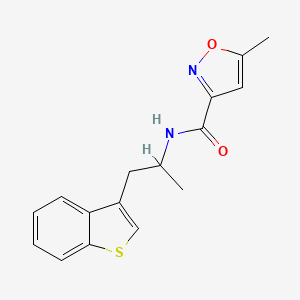 molecular formula C16H16N2O2S B2834022 N-[1-(1-benzothiophen-3-yl)propan-2-yl]-5-methyl-1,2-oxazole-3-carboxamide CAS No. 2034316-67-9