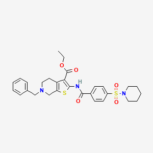 molecular formula C29H33N3O5S2 B2834027 Ethyl 6-benzyl-2-(4-(piperidin-1-ylsulfonyl)benzamido)-4,5,6,7-tetrahydrothieno[2,3-c]pyridine-3-carboxylate CAS No. 379701-67-4