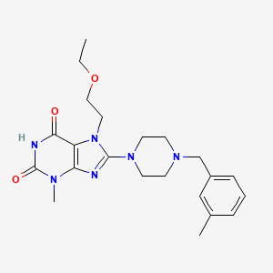 molecular formula C22H30N6O3 B2834044 7-(2-Ethoxyethyl)-3-methyl-8-[4-[(3-methylphenyl)methyl]piperazin-1-yl]purine-2,6-dione CAS No. 887030-49-1