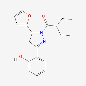 2-ethyl-1-(5-(furan-2-yl)-3-(2-hydroxyphenyl)-4,5-dihydro-1H-pyrazol-1-yl)butan-1-one