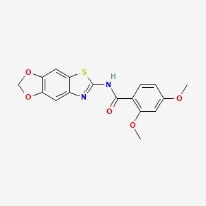 molecular formula C17H14N2O5S B2834074 N-{4,6-dioxa-10-thia-12-azatricyclo[7.3.0.0^{3,7}]dodeca-1(9),2,7,11-tetraen-11-yl}-2,4-dimethoxybenzamide CAS No. 892854-99-8