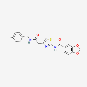 molecular formula C21H19N3O4S B2834080 N-[4-({[(4-methylphenyl)methyl]carbamoyl}methyl)-1,3-thiazol-2-yl]-2H-1,3-benzodioxole-5-carboxamide CAS No. 1005295-38-4