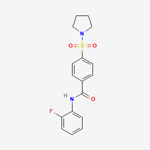 molecular formula C17H17FN2O3S B2834091 N-(2-fluorophenyl)-4-(pyrrolidine-1-sulfonyl)benzamide CAS No. 392251-76-2