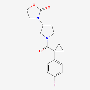 molecular formula C17H19FN2O3 B2834116 3-{1-[1-(4-氟苯基)环丙烷甲酰]吡咯啉-3-基}-1,3-噁唑啉-2-酮 CAS No. 2097932-73-3