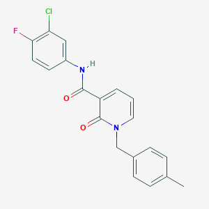 molecular formula C20H16ClFN2O2 B2834118 N-(3-氯-4-氟苯基)-1-(4-甲基苯甲基)-2-氧代-1,2-二氢吡啶-3-甲酸酰胺 CAS No. 946221-13-2