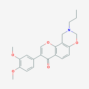 molecular formula C22H23NO5 B2834119 3-(3,4-二甲氧基苯基)-9-丙基-9,10-二氢-4H,8H-香豆素[8,7-e][1,3]噁唑啉-4-酮 CAS No. 1010874-90-4