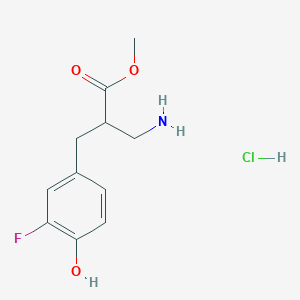 molecular formula C11H15ClFNO3 B2834126 Methyl 3-amino-2-[(3-fluoro-4-hydroxyphenyl)methyl]propanoate hydrochloride CAS No. 1909348-29-3