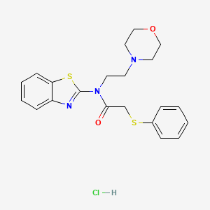 molecular formula C21H24ClN3O2S2 B2834144 N-(benzo[d]thiazol-2-yl)-N-(2-morpholinoethyl)-2-(phenylthio)acetamide hydrochloride CAS No. 1216860-95-5