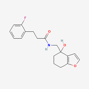 molecular formula C18H20FNO3 B2834162 3-(2-fluorophenyl)-N-((4-hydroxy-4,5,6,7-tetrahydrobenzofuran-4-yl)methyl)propanamide CAS No. 2320175-72-0