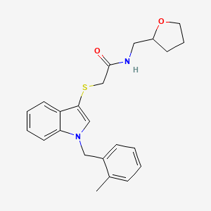 2-((1-(2-methylbenzyl)-1H-indol-3-yl)thio)-N-((tetrahydrofuran-2-yl)methyl)acetamide