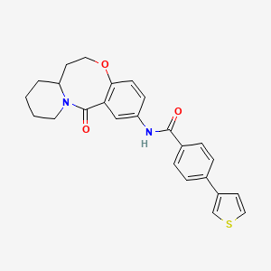 molecular formula C25H24N2O3S B2834222 N-(13-oxo-6,7,7a,8,9,10,11,13-octahydrobenzo[b]pyrido[1,2-e][1,5]oxazocin-2-yl)-4-(thiophen-3-yl)benzamide CAS No. 2034539-33-6