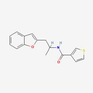 molecular formula C16H15NO2S B2834233 N-[1-(1-benzofuran-2-yl)propan-2-yl]thiophene-3-carboxamide CAS No. 2034209-92-0