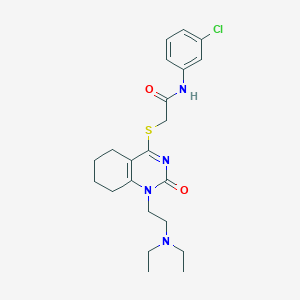 molecular formula C22H29ClN4O2S B2834248 N-(3-chlorophenyl)-2-((1-(2-(diethylamino)ethyl)-2-oxo-1,2,5,6,7,8-hexahydroquinazolin-4-yl)thio)acetamide CAS No. 898435-71-7