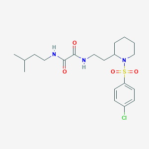 molecular formula C20H30ClN3O4S B2834249 N'-{2-[1-(4-chlorobenzenesulfonyl)piperidin-2-yl]ethyl}-N-(3-methylbutyl)ethanediamide CAS No. 898460-42-9