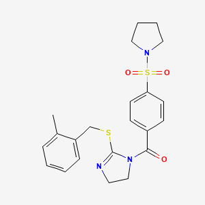 (2-((2-methylbenzyl)thio)-4,5-dihydro-1H-imidazol-1-yl)(4-(pyrrolidin-1-ylsulfonyl)phenyl)methanone