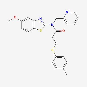molecular formula C24H23N3O2S2 B2834293 N-(5-methoxybenzo[d]thiazol-2-yl)-N-(pyridin-2-ylmethyl)-3-(p-tolylthio)propanamide CAS No. 922564-28-1