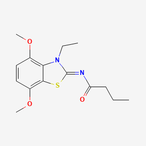 molecular formula C15H20N2O3S B2834321 N-[(2Z)-3-ethyl-4,7-dimethoxy-2,3-dihydro-1,3-benzothiazol-2-ylidene]butanamide CAS No. 868370-64-3