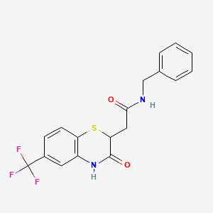 molecular formula C18H15F3N2O2S B2834364 N-benzyl-2-[3-oxo-6-(trifluoromethyl)-3,4-dihydro-2H-1,4-benzothiazin-2-yl]acetamide CAS No. 302552-53-0