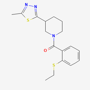molecular formula C17H21N3OS2 B2834365 1-[2-(ethylsulfanyl)benzoyl]-3-(5-methyl-1,3,4-thiadiazol-2-yl)piperidine CAS No. 1226456-00-3