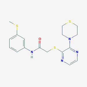 molecular formula C17H20N4OS3 B2834381 N-(3-(methylthio)phenyl)-2-((3-thiomorpholinopyrazin-2-yl)thio)acetamide CAS No. 1226455-21-5