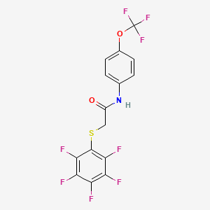 molecular formula C15H7F8NO2S B2834395 2-[(2,3,4,5,6-pentafluorophenyl)sulfanyl]-N-[4-(trifluoromethoxy)phenyl]acetamide CAS No. 883794-71-6