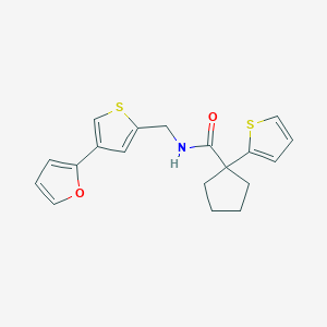 molecular formula C19H19NO2S2 B2834399 N-{[4-(furan-2-yl)thiophen-2-yl]methyl}-1-(thiophen-2-yl)cyclopentane-1-carboxamide CAS No. 2379995-83-0