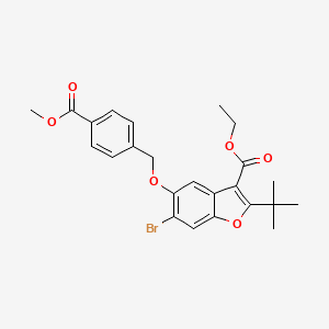 molecular formula C24H25BrO6 B2834436 Ethyl 6-bromo-2-(tert-butyl)-5-((4-(methoxycarbonyl)benzyl)oxy)benzofuran-3-carboxylate CAS No. 500279-24-3