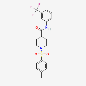 molecular formula C20H21F3N2O3S B2834479 1-(4-methylbenzenesulfonyl)-N-[3-(trifluoromethyl)phenyl]piperidine-4-carboxamide CAS No. 478047-59-5